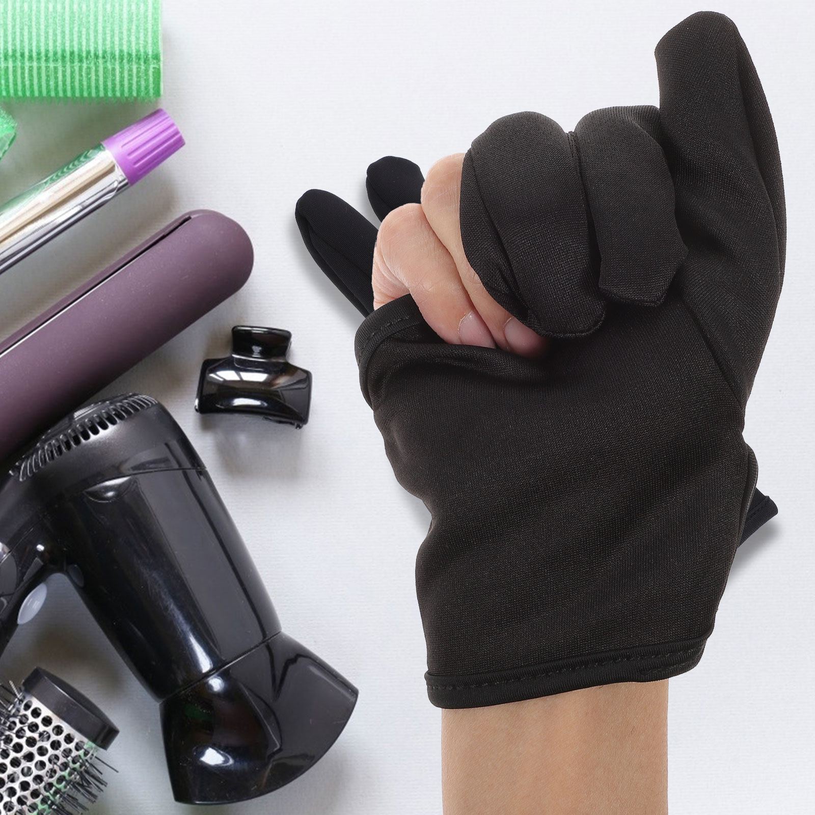 Hair Straightener - Luva de Cabeleireiro com 3 Dedos,